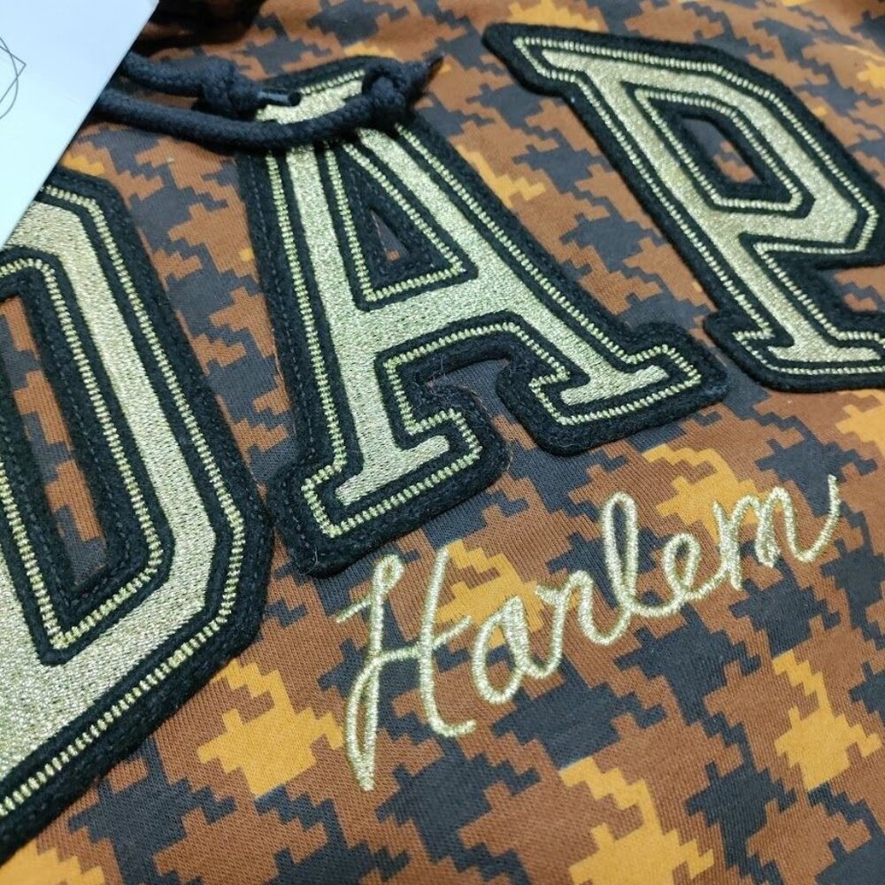 NWT Gap x Dapper Dan DAP GAP Unisex M/L Houndstooth Hoodie & Pant Set Brown/Gold - Picture 8 of 16